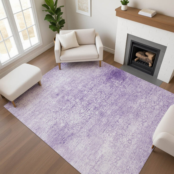 HomeRoots 9' X 12' Lilac and Ivory Oriental Area Rug – Washable, UV-Protected, Stain-Resistant, Durable Design! 700606