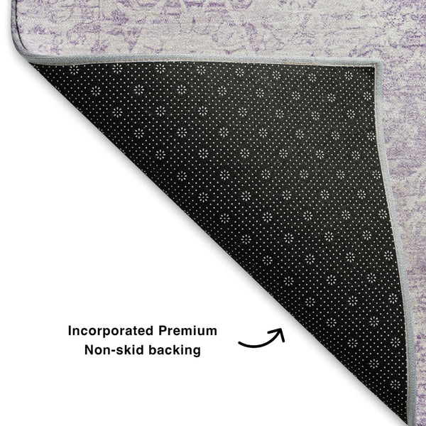 HomeRoots 9' X 12' Lilac and Ivory Oriental Area Rug – Washable, UV-Protected, Stain-Resistant, Durable Design! 700606
