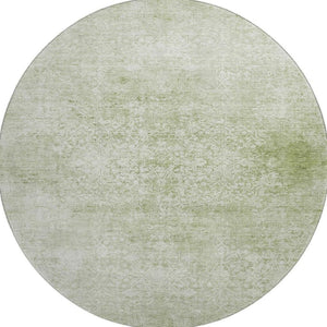 HomeRoots 8' Sage and Ivory Oriental Round Rug – Washable, UV Protected, Durable for Busy Homes and Stylish Spaces 700610
