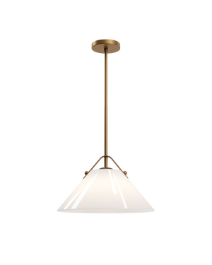 Currey & Company Bronwen Brass Pendant Light - Equestrian-inspired Elegance With Dimmable Flared Glass Shade Gold Glass ,Metal 9000-1279-currey-company