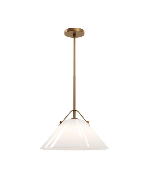 Currey & Company Bronwen Brass Pendant Light - Equestrian-inspired Elegance With Dimmable Flared Glass Shade Gold Glass ,Metal 9000-1279-currey-company