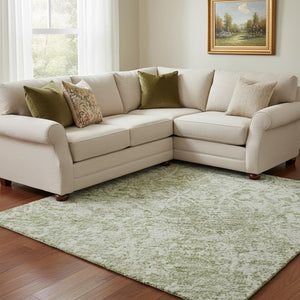 HomeRoots 8' X 10' Sage & Ivory Washable Oriental Area Rug – Stain Resistant, UV Protected, Perfect for Homes! 700611