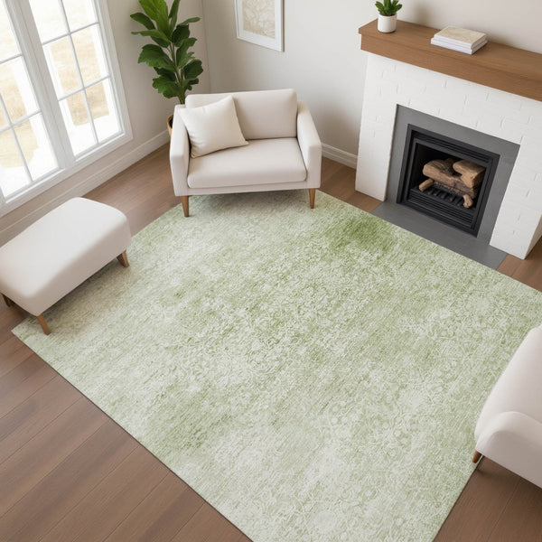 HomeRoots 8' X 10' Sage & Ivory Washable Oriental Area Rug – Stain Resistant, UV Protected, Perfect for Homes! 700611