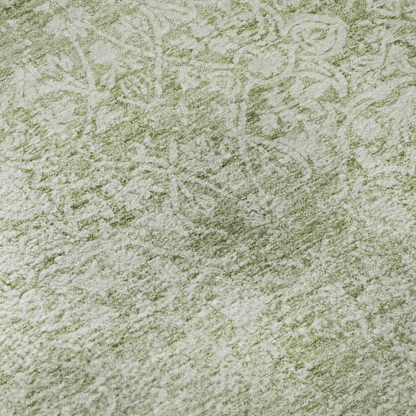 HomeRoots 9' X 12' Sage and Ivory Oriental Area Rug - Durable, Stain-Resistant, UV-Protected, Non-Slip Design 700612