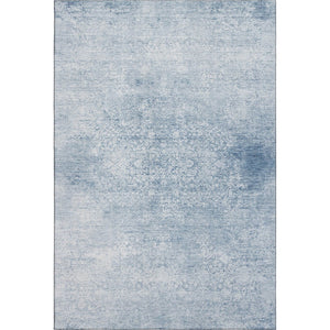 HomeRoots 5' Sky Blue & Ivory Oriental Washable Area Rug with UV Protection, Stain Resistance & Non-Slip Backing 700615