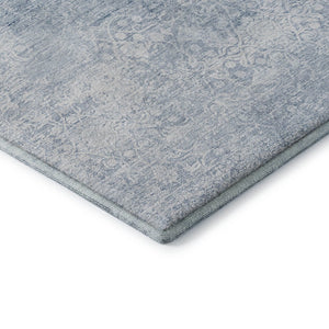 HomeRoots 5' Sky Blue & Ivory Oriental Washable Area Rug with UV Protection, Stain Resistance & Non-Slip Backing 700615