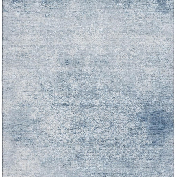 HomeRoots 5' Sky Blue & Ivory Oriental Washable Area Rug with UV Protection, Stain Resistance & Non-Slip Backing 700615