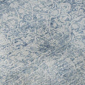 HomeRoots 8' Sky Blue and Ivory Oriental Round Rug - Washable, UV Protected, Soft, Durable, Non-Slip, Stylish 700616