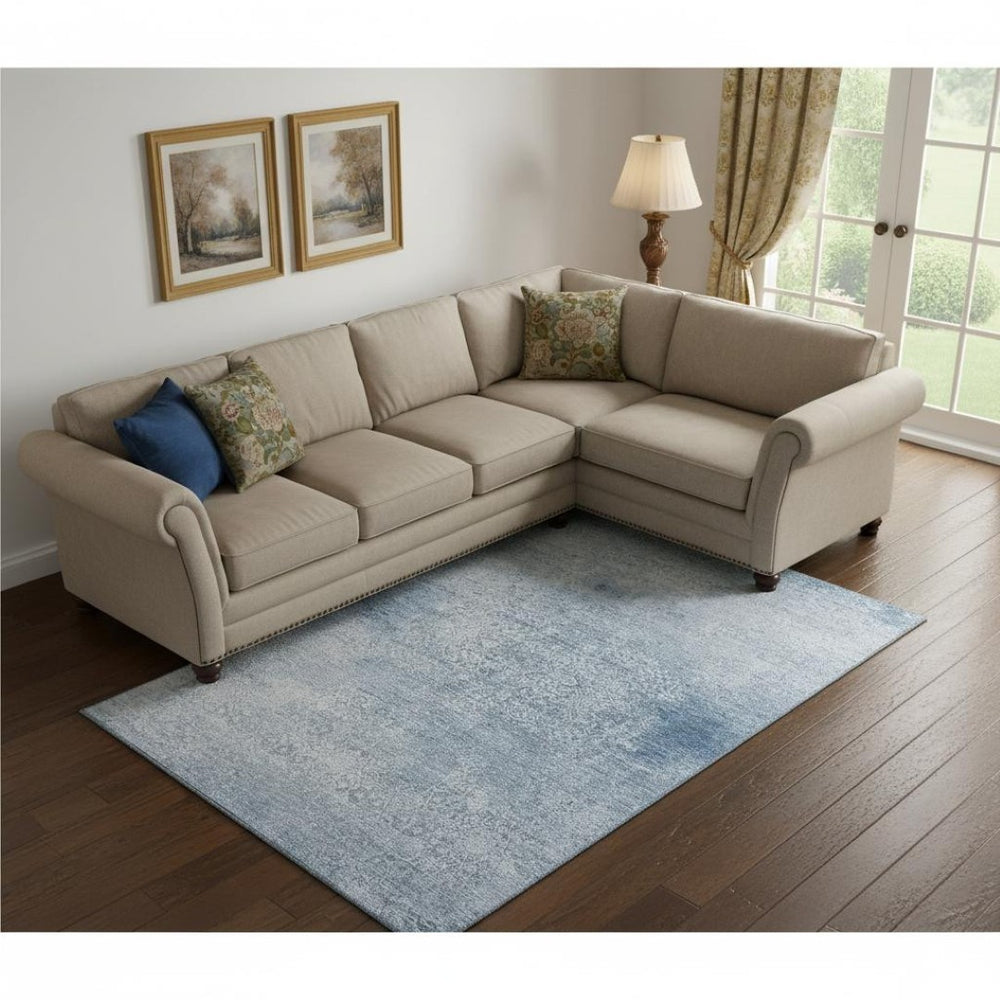 HomeRoots 9' Sky Blue and Ivory Oriental Area Rug - Washable, UV Protected, Stain Resistant for High Traffic Areas 700618