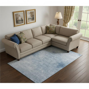 HomeRoots 9' Sky Blue and Ivory Oriental Area Rug - Washable, UV Protected, Stain Resistant for High Traffic Areas 700618