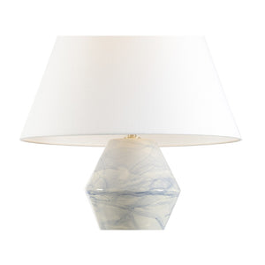 Chelsea House Paint Splatter Table Lamp By Bill Cain — Blue Swirl Ceramic, Antique Brass Base, White Linen Shade, 33.5" 70062