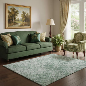 HomeRoots 5' X 8' Turquoise & Ivory Oriental Area Rug - Washable, UV Protected, Stain Resistant, Non-Slip Backing 700621