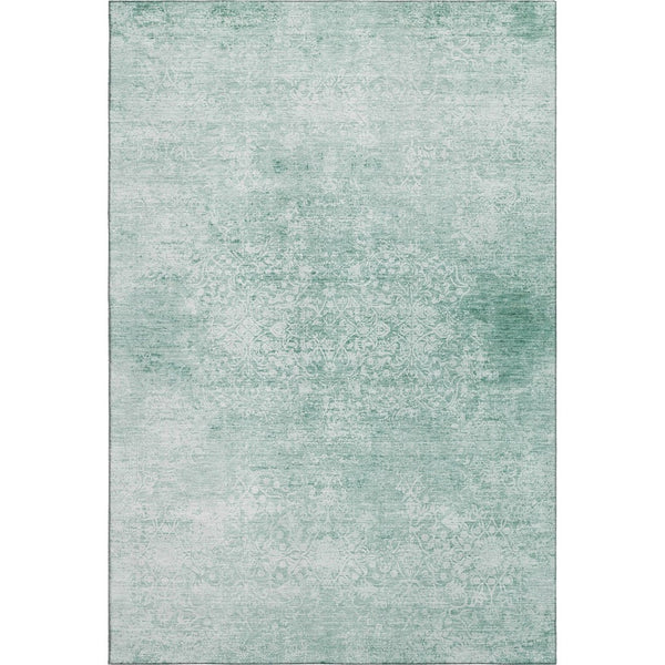 HomeRoots 5' X 8' Turquoise & Ivory Oriental Area Rug - Washable, UV Protected, Stain Resistant, Non-Slip Backing 700621