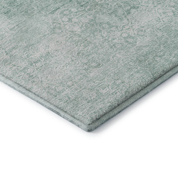 HomeRoots 5' X 8' Turquoise & Ivory Oriental Area Rug - Washable, UV Protected, Stain Resistant, Non-Slip Backing 700621