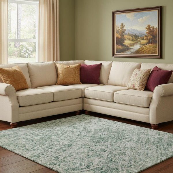 HomeRoots 8' X 10' Turquoise And Ivory Oriental Area Rug – Stain Resistant, UV Protected, Easy-Care Elegance! 700623