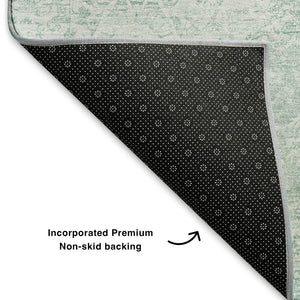 HomeRoots 9' X 12' Turquoise & Ivory Oriental Washable Area Rug – UV Protected, Stain-Resistant & Durable Design 700624