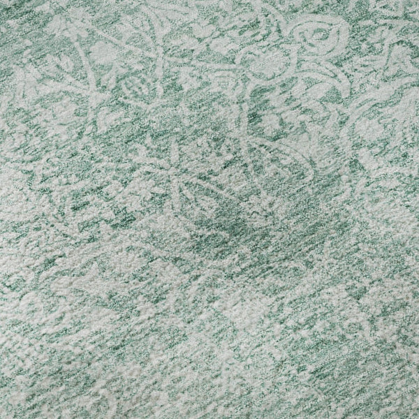HomeRoots 9' X 12' Turquoise & Ivory Oriental Washable Area Rug – UV Protected, Stain-Resistant & Durable Design 700624