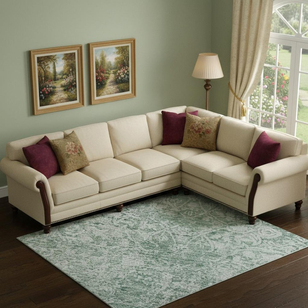 HomeRoots 10' X 14' Elegant Turquoise & Ivory Oriental Area Rug - Stain-Resistant, UV Protected, Washable! 700625