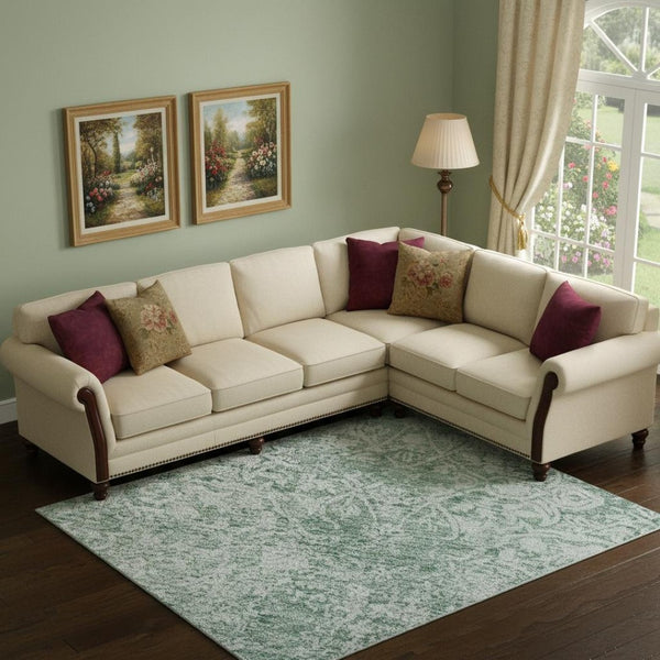 HomeRoots 10' X 14' Elegant Turquoise & Ivory Oriental Area Rug - Stain-Resistant, UV Protected, Washable! 700625