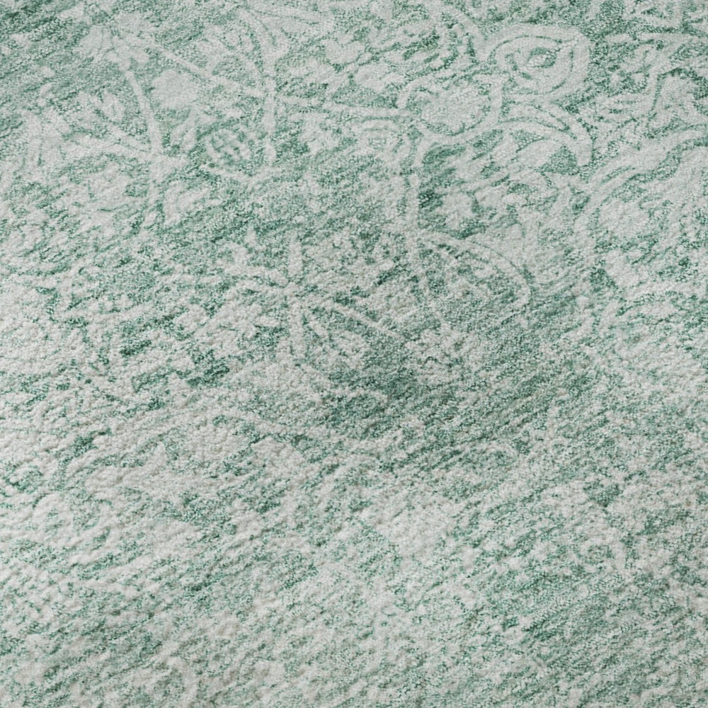 HomeRoots 10' X 14' Elegant Turquoise & Ivory Oriental Area Rug - Stain-Resistant, UV Protected, Washable! 700625