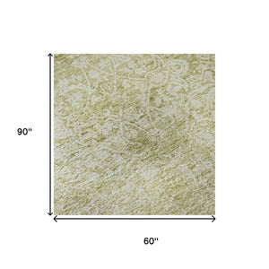 HomeRoots 5' X 8' Wheat and Ivory Oriental Area Rug - Stain Resistant, UV Protected, Durable & Stylish Home Decor 700627