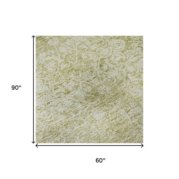HomeRoots 5' X 8' Wheat and Ivory Oriental Area Rug - Stain Resistant, UV Protected, Durable & Stylish Home Decor 700627