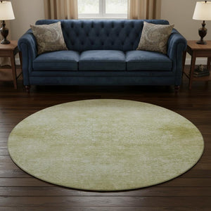 HomeRoots 8' Wheat and Ivory Oriental Round Rug - Washable, UV-Protected, Stylish & Durable for High-Traffic Areas 700628