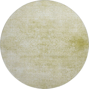 HomeRoots 8' Wheat and Ivory Oriental Round Rug - Washable, UV-Protected, Stylish & Durable for High-Traffic Areas 700628