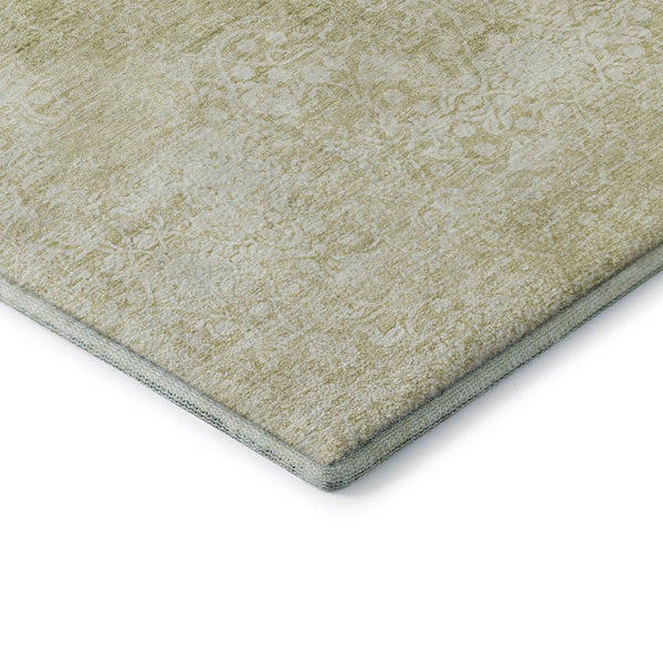 HomeRoots 8' Wheat and Ivory Oriental Round Rug - Washable, UV-Protected, Stylish & Durable for High-Traffic Areas 700628