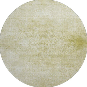 HomeRoots 8' Wheat and Ivory Oriental Round Rug - Washable, UV-Protected, Stylish & Durable for High-Traffic Areas 700628