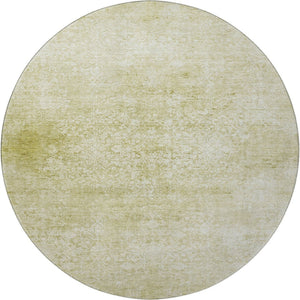 HomeRoots 8' Wheat and Ivory Oriental Round Rug - Washable, UV-Protected, Stylish & Durable for High-Traffic Areas 700628