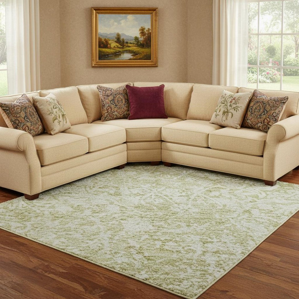 HomeRoots 8' X 10' Elegant Wheat and Ivory Oriental Area Rug - Washable, Stain-Resistant, UV Protected Design 700629