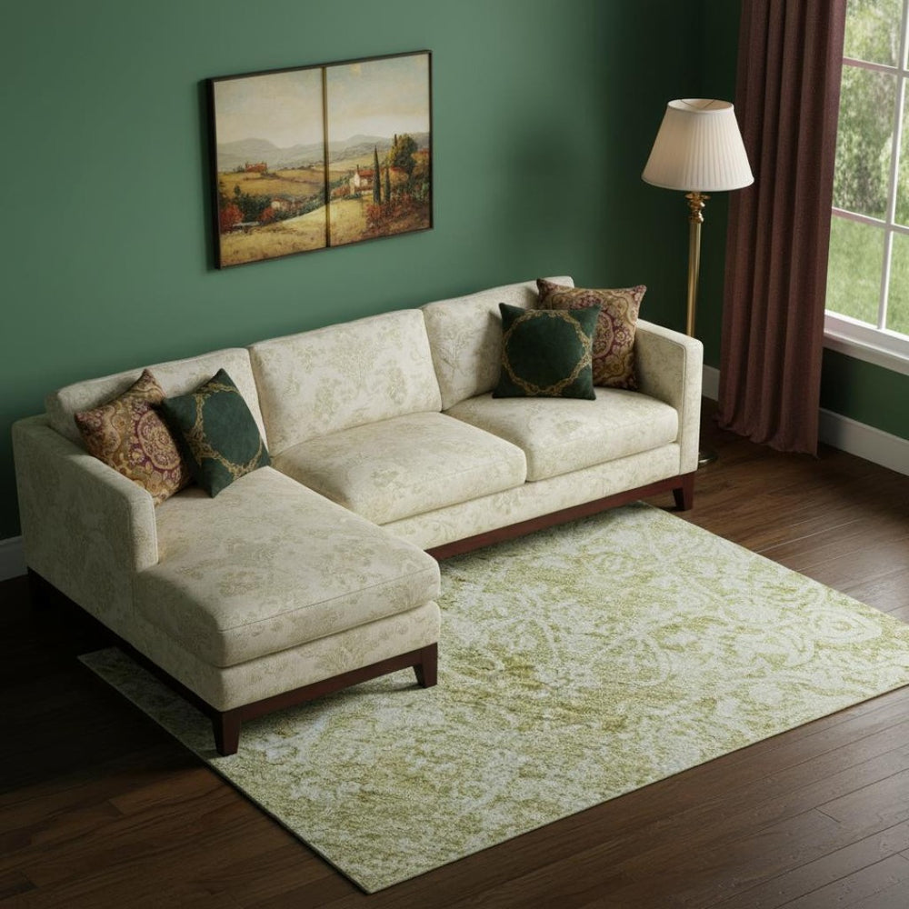 HomeRoots 9' X 12' Wheat And Ivory Oriental Area Rug – Stylish, Stain-Resistant, UV-Protected for Busy Homes 700630