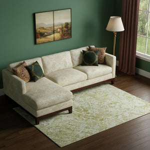 HomeRoots 9' X 12' Wheat And Ivory Oriental Area Rug – Stylish, Stain-Resistant, UV-Protected for Busy Homes 700630