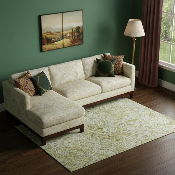 HomeRoots 9' X 12' Wheat And Ivory Oriental Area Rug – Stylish, Stain-Resistant, UV-Protected for Busy Homes 700630