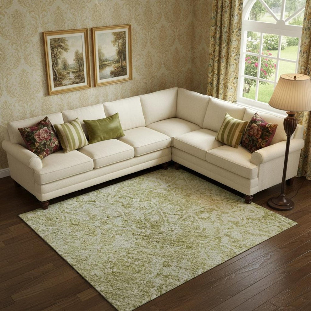 HomeRoots 10' Wheat and Ivory Oriental Area Rug - Washable, UV Protected, Durable Design for Busy Homes 700631