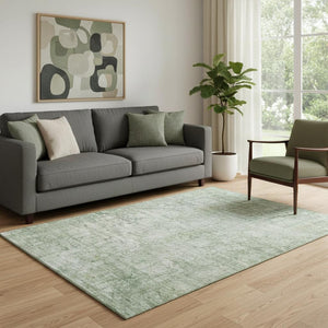 HomeRoots 5' X 8' Artichoke Green & Beige Oriental Area Rug - Washable, Stain Resistant, UV Protected Comfort 700633