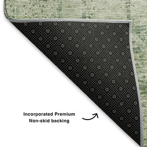 HomeRoots 5' X 8' Artichoke Green & Beige Oriental Area Rug - Washable, Stain Resistant, UV Protected Comfort 700633