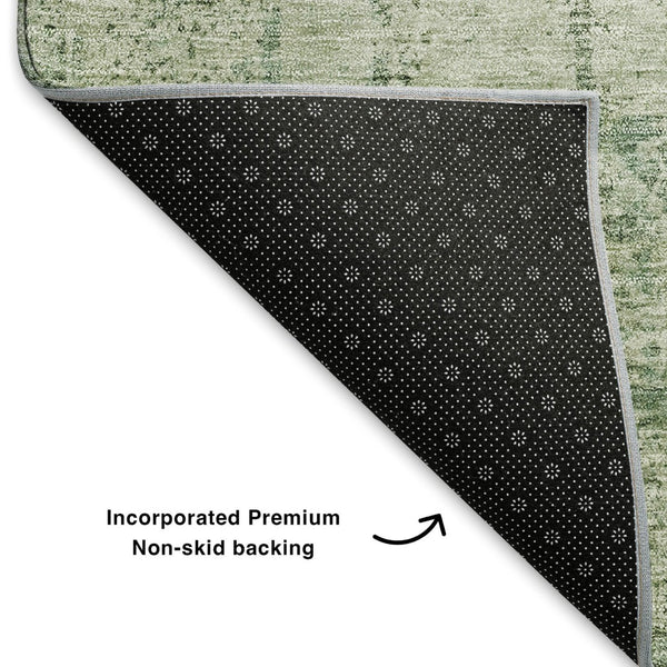 HomeRoots 5' X 8' Artichoke Green & Beige Oriental Area Rug - Washable, Stain Resistant, UV Protected Comfort 700633