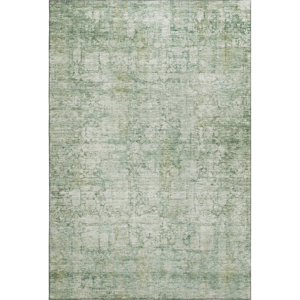 HomeRoots 9' X 12' Artichoke Green & Beige Oriental Washable Area Rug with UV Protection for High Traffic Areas 700636