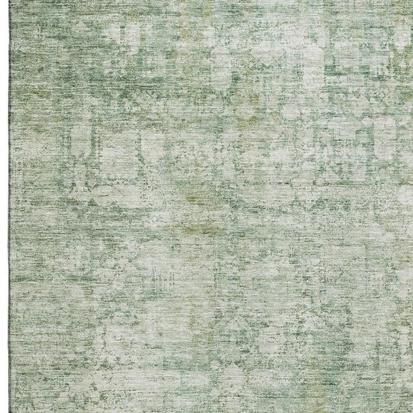 HomeRoots 9' X 12' Artichoke Green & Beige Oriental Washable Area Rug with UV Protection for High Traffic Areas 700636