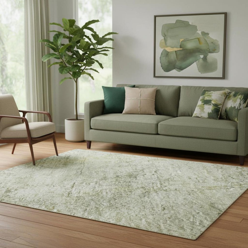 HomeRoots 5' X 8' Beige and Green Oriental Area Rug - Washable, UV Protected, Stain Resistant for Busy Homes 700639