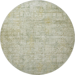 HomeRoots 8' Washable Round Oriental Rug in Beige & Green - UV Protected, Stain-Resistant, Durable Design 700640