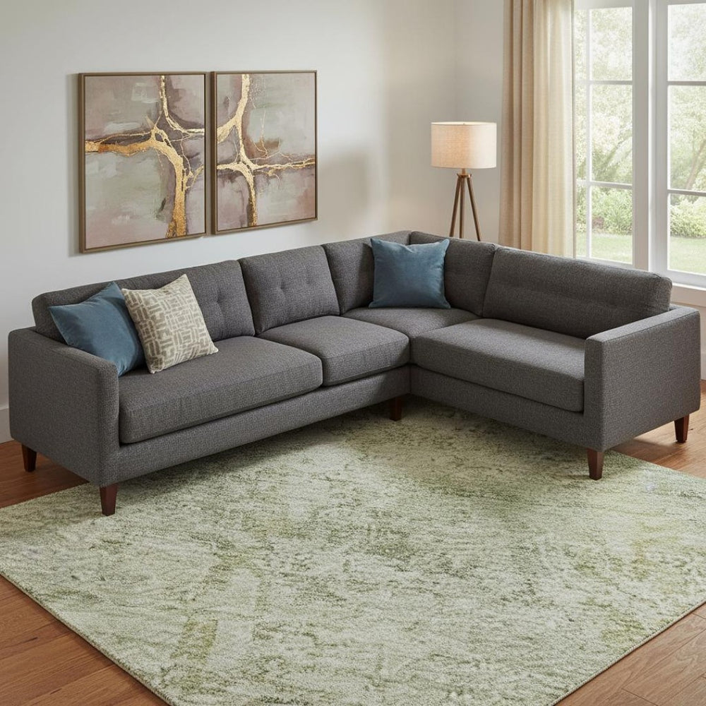 HomeRoots 9' X 12' Beige & Green Oriental Washable Area Rug – Durable, Stylish, UV-Protected for Busy Homes 700642
