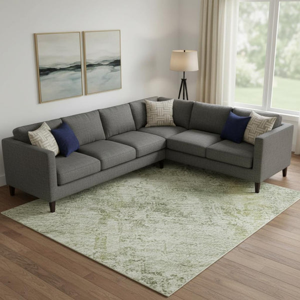 HomeRoots 10' X 14' Beige and Green Oriental Area Rug - Stain Resistant, UV Protected, Non-Slip for Durability 700643