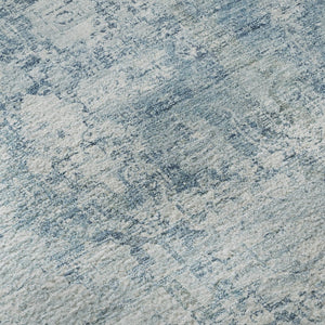 HomeRoots 8' Blue and Ivory Oriental Round Rug - Stylish, Washable, UV Protected for Active Homes & Kids 700646