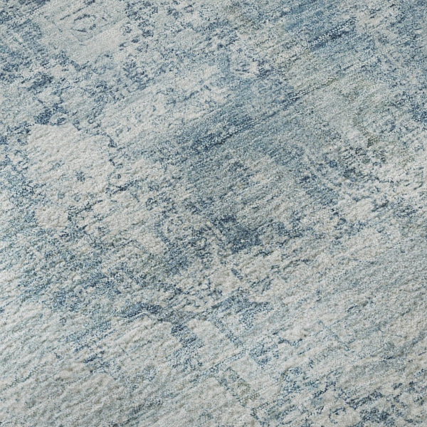 HomeRoots 8' Blue and Ivory Oriental Round Rug - Stylish, Washable, UV Protected for Active Homes & Kids 700646