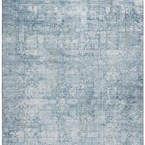 HomeRoots 9' X 12' Blue and Ivory Oriental Area Rug – Washable, Stain-Resistant, UV-Protected for Modern Homes 700648
