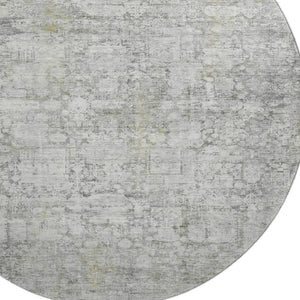 HomeRoots 8' Gray and Silver Oriental Round Rug – Washable, UV Protected, Durable Design for Busy Homes 700652