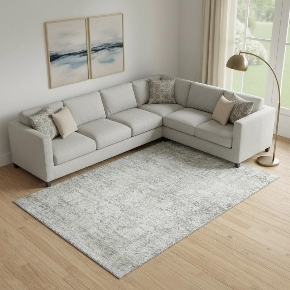HomeRoots 9' X 12' Gray and Silver Oriental Area Rug - Stylish, Washable, UV-Protected, Non-Slip Backing! 700654